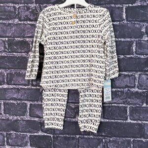 Cat & Jack 12 Months Xoxo Ribbed Top & Bottom Set Cream Black